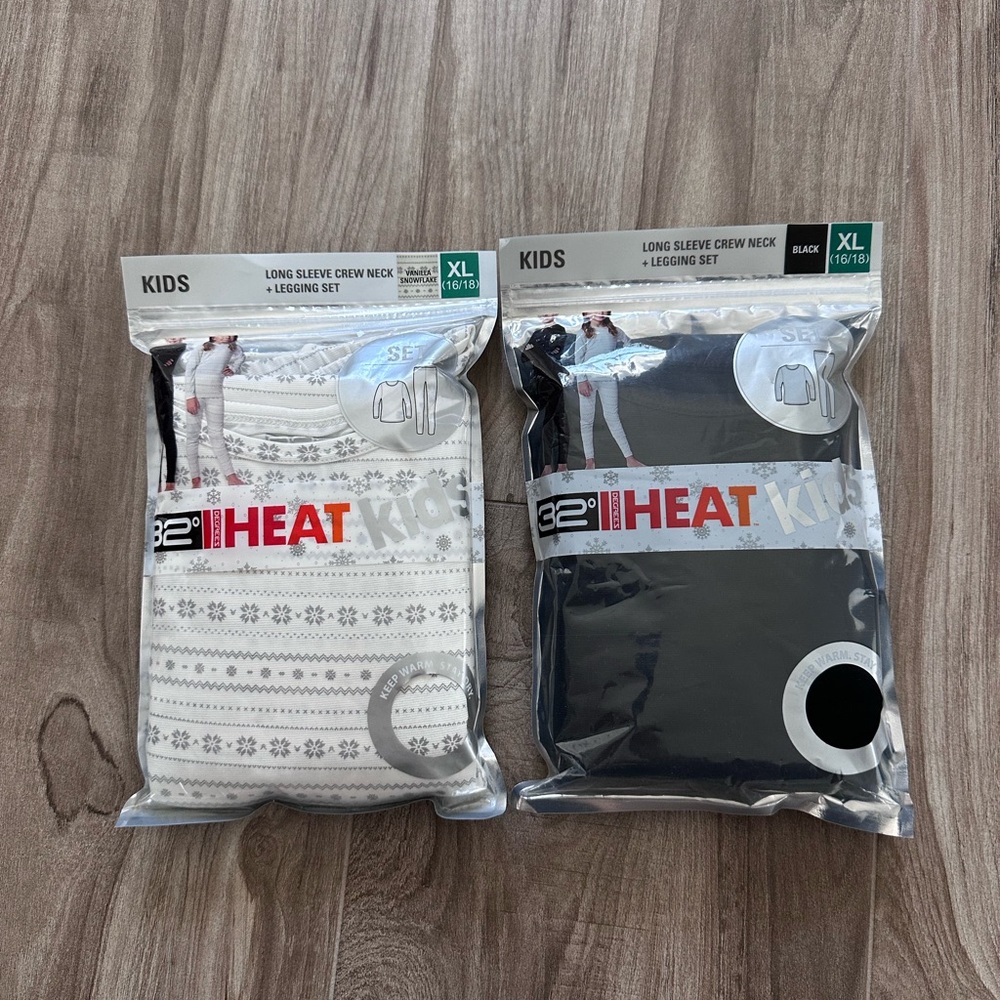 Brand new 32 Degrees Kids Long Sleeve Crew Neck & Legging Sets, Black and White